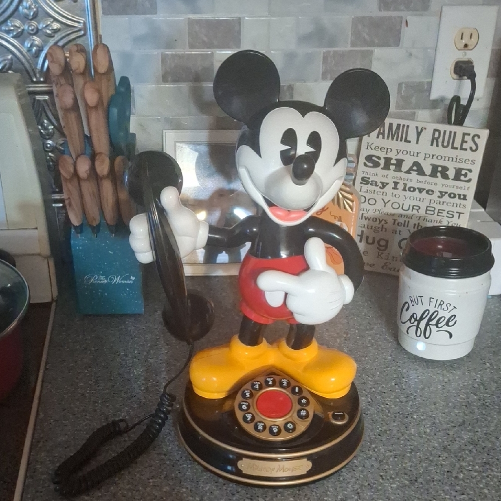 Disney Mickey Mouse Rotary Phone - Black, Red, Yellow